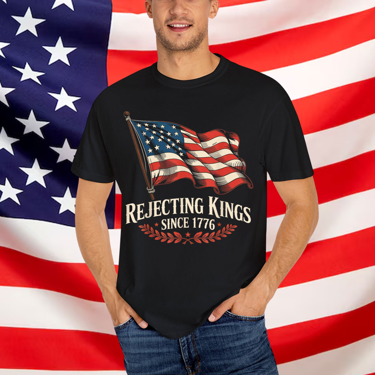 Rejecting Kings Since 1776 Patriotic USA T-Shirt