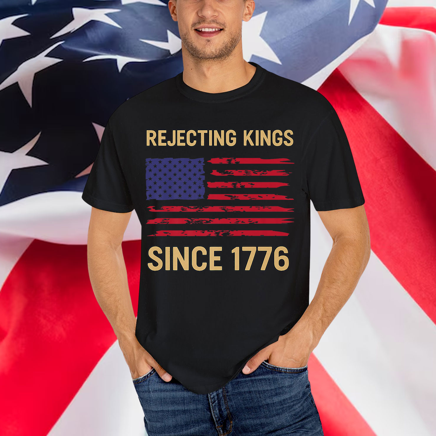 Rejecting Kings Since 1776 USA Vintage T-Shirt