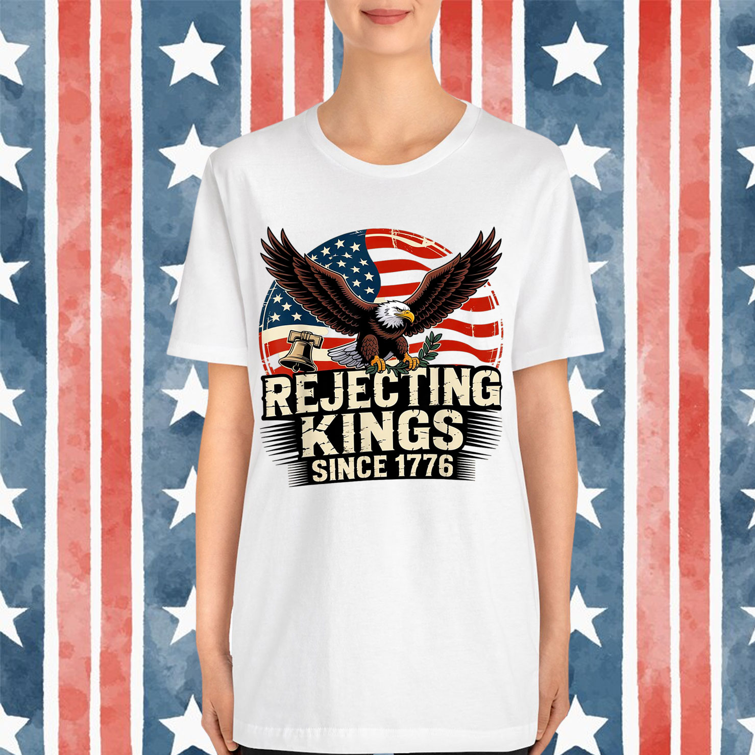 Rejecting Kings Since 1776 Vintage Patriotic No Kings T-Shirt