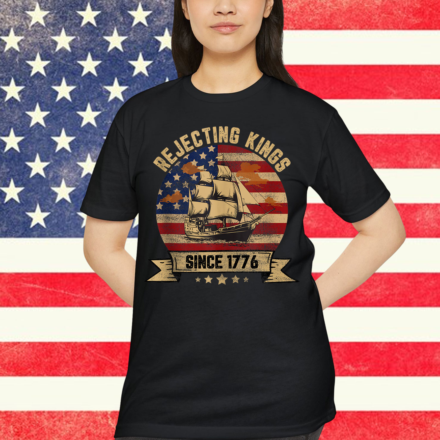 Rejecting Kings Since 1776 Vintage Patriotic USA T-Shirt