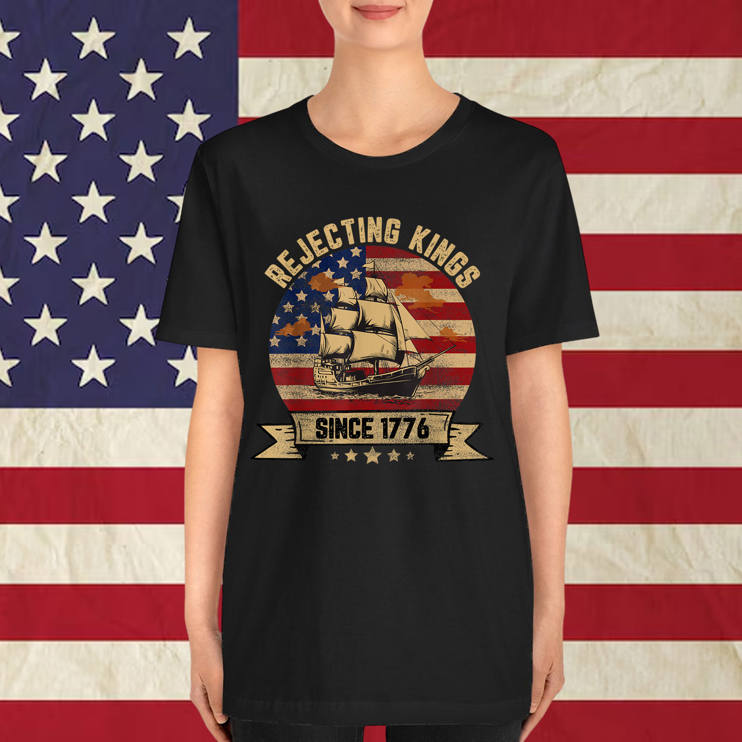 Rejecting Kings Since 1776 Vintage Patriotic T-Shirt