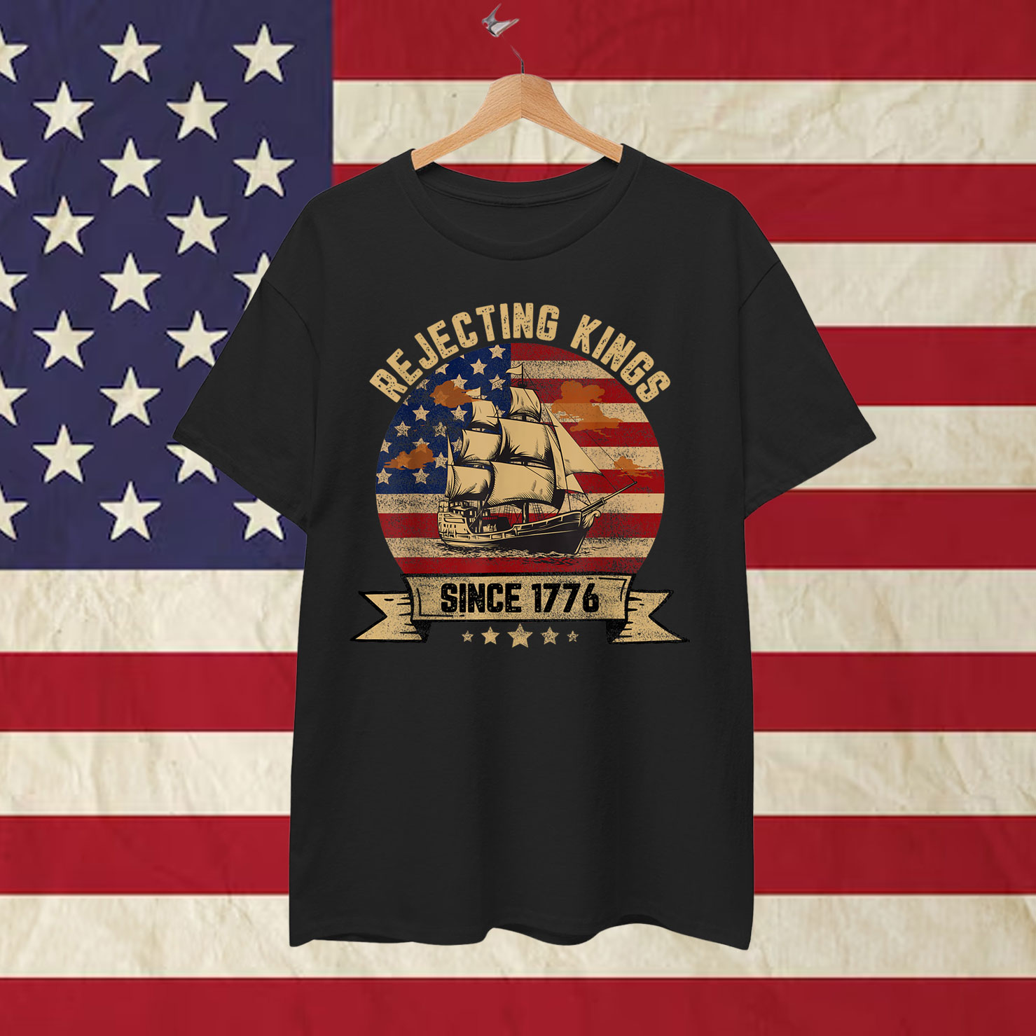 Rejecting Kings Since 1776 Vintage Patriotic T-Shirt