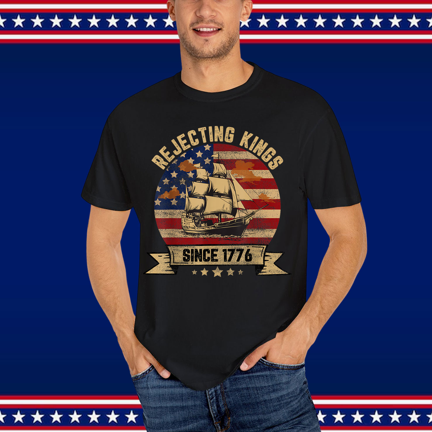 Rejecting Kings Since 1776 Vintage Patriotic T-Shirt