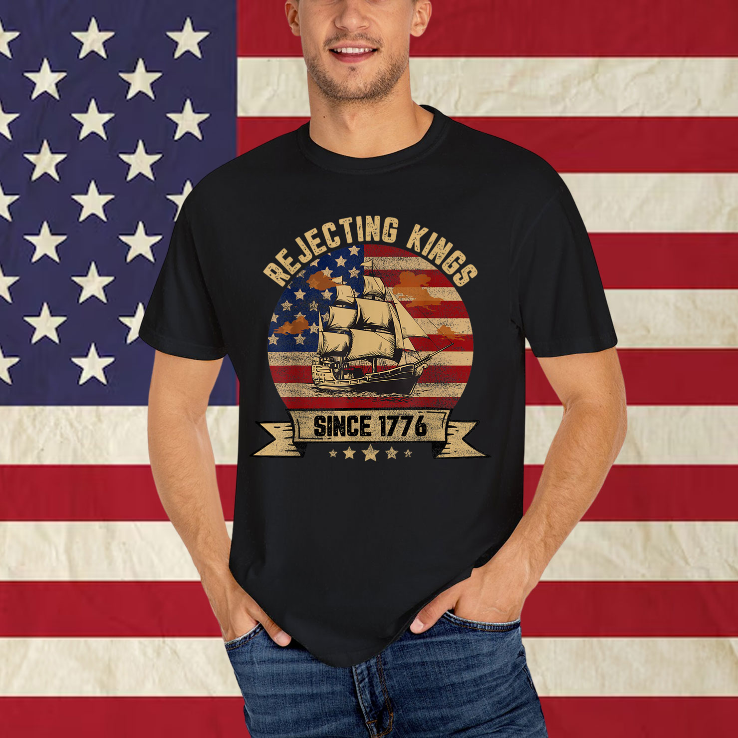 Rejecting Kings Since 1776 Vintage Patriotic T-Shirt
