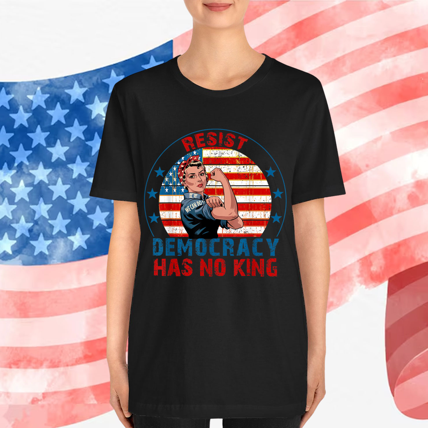 Resist Democracy Has No Kings Vintage Patriotic Political T-Shirt