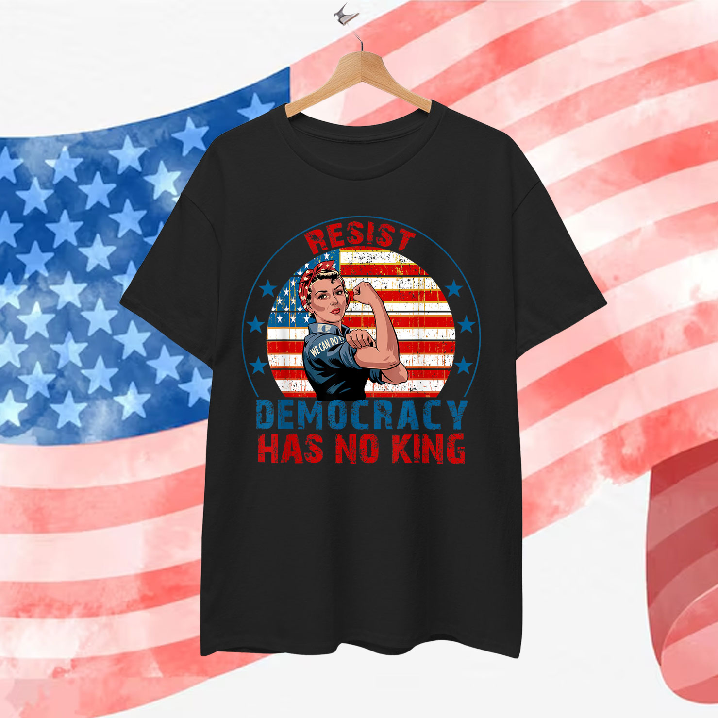 Resist Democracy Has No Kings Vintage Patriotic Political T-Shirt