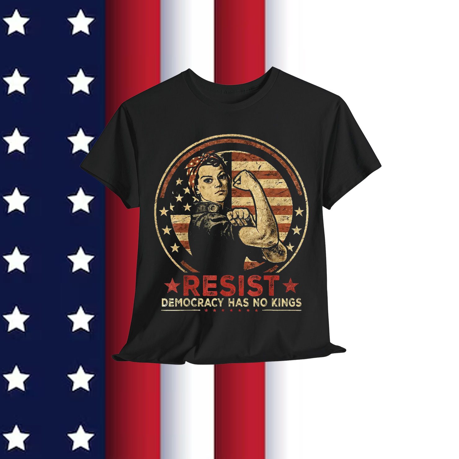 Resist No Kings Retro Feminist Political T-Shirt