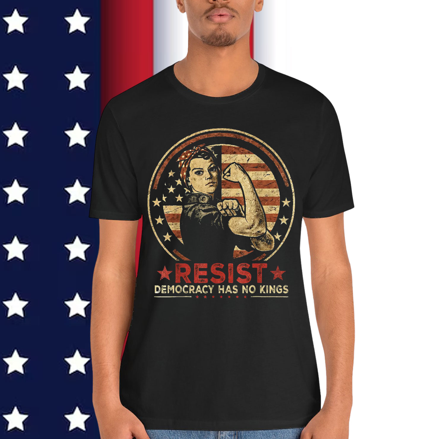 Resist No Kings Retro Feminist Political T-Shirt