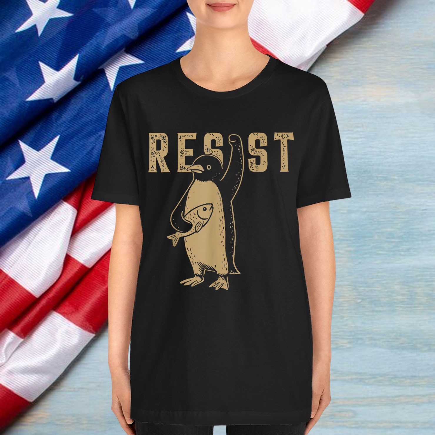 Resist Penguin Activism Graphic Anti Trump T-Shirt