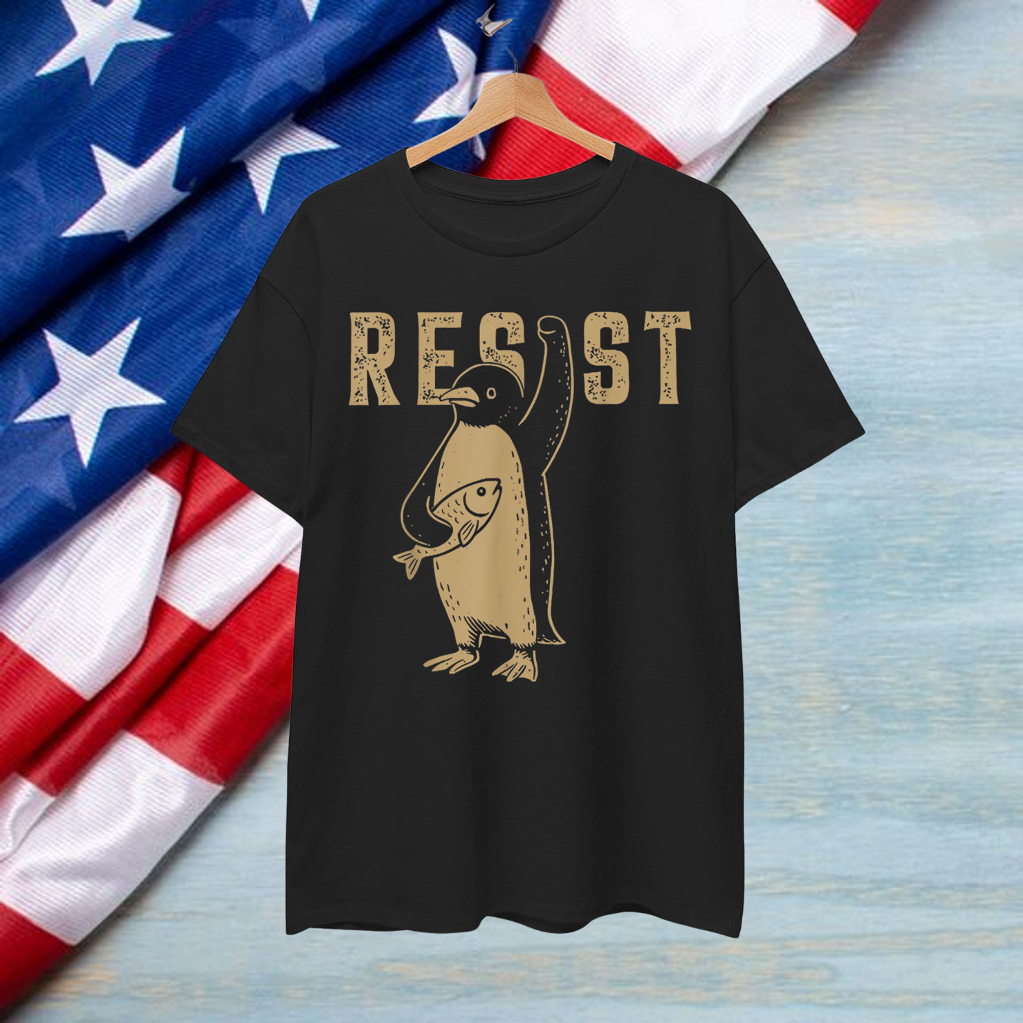 Resist Penguin Activism Graphic Anti Trump T-Shirt
