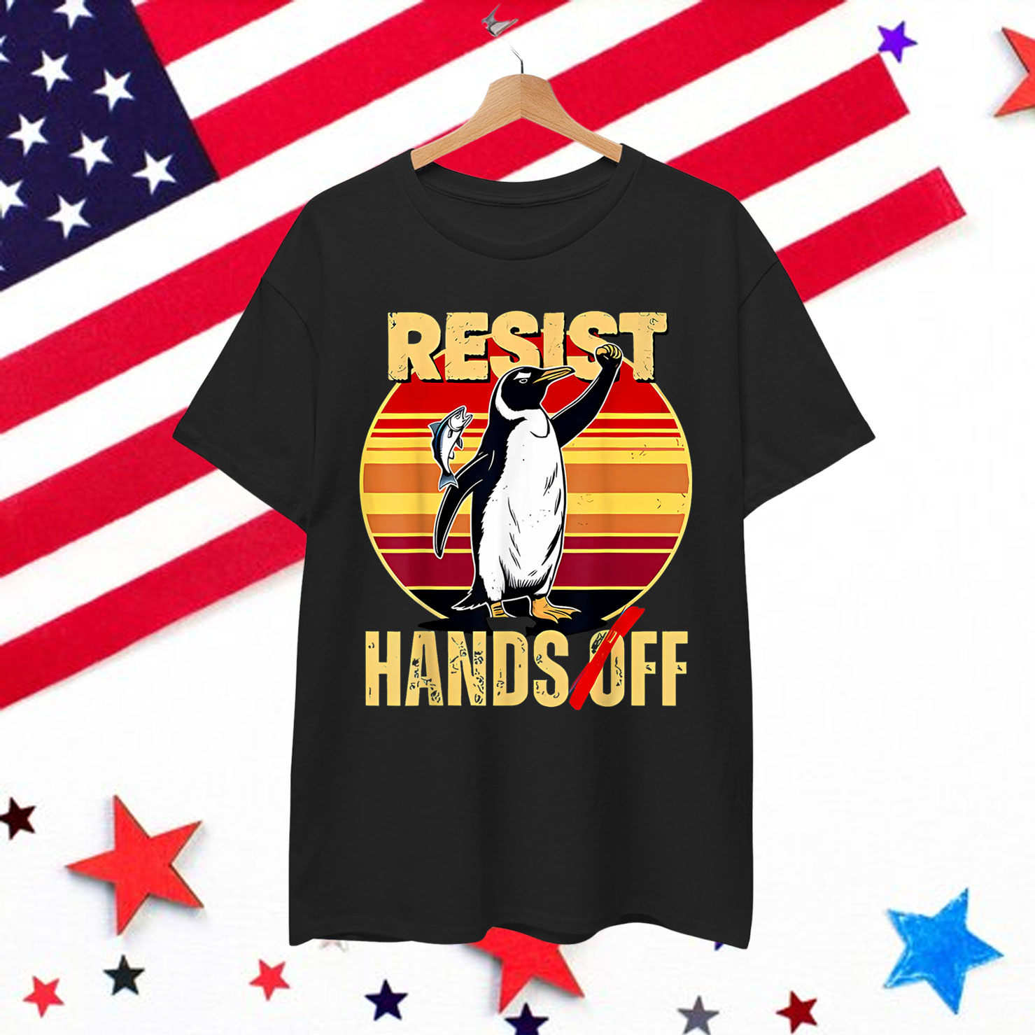 Resist Resistance Penguin Hands Off Protest T-Shirt