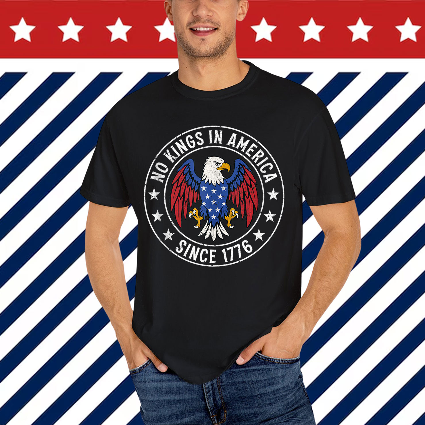 Retro Eagle No Kings in America Since 1776 T-Shirt