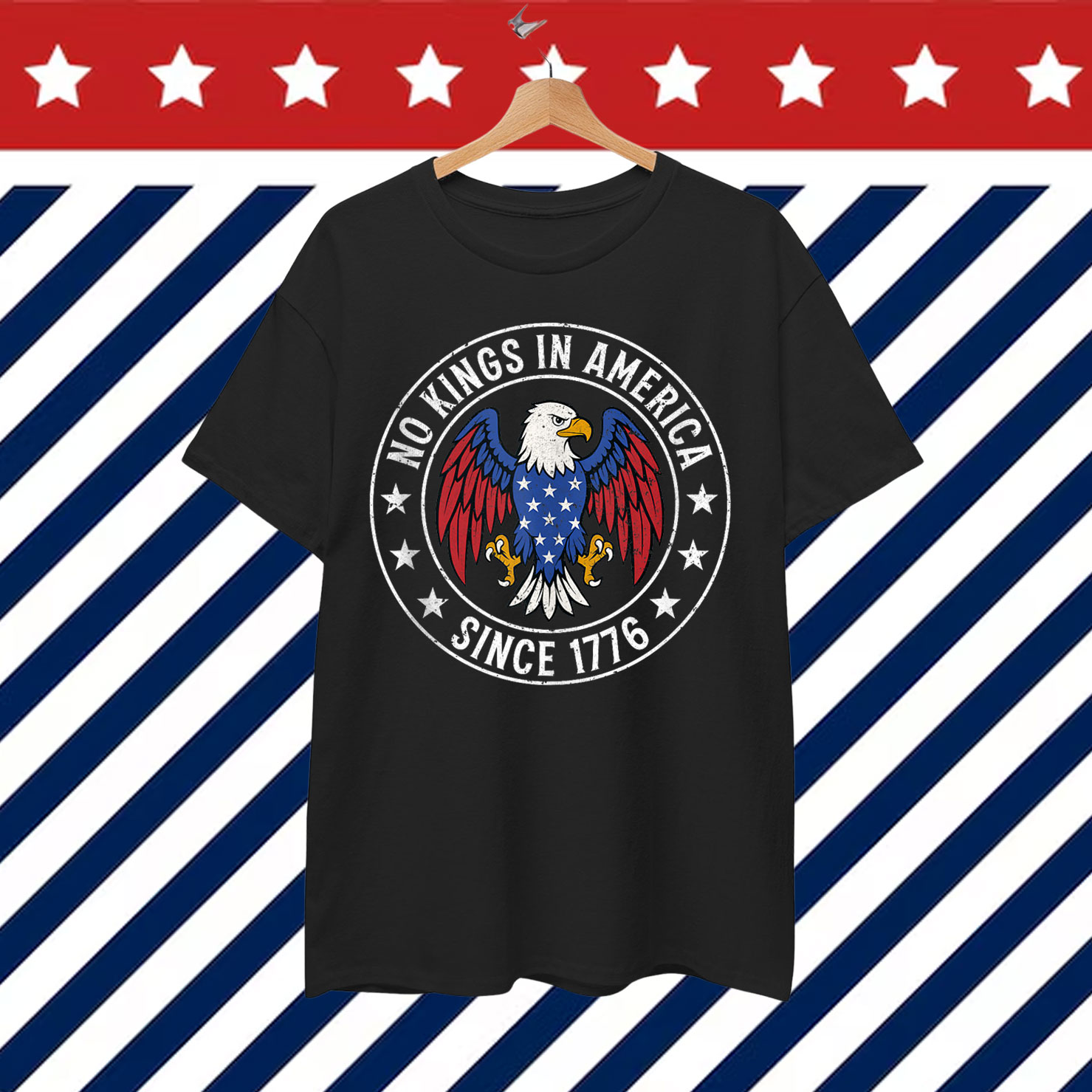 Retro Eagle No Kings in America Since 1776 T-Shirt