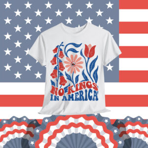 Retro Floral 70s tee Women No King In American T-Shirt