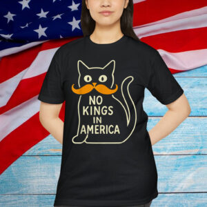 Retro June 14th No Kings In America 1776 USA Flag Black Cat T-Shirt