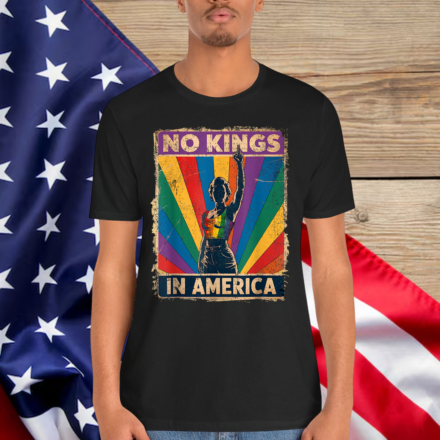 Retro June 14th No Kings In America 1776 USA T-Shirt