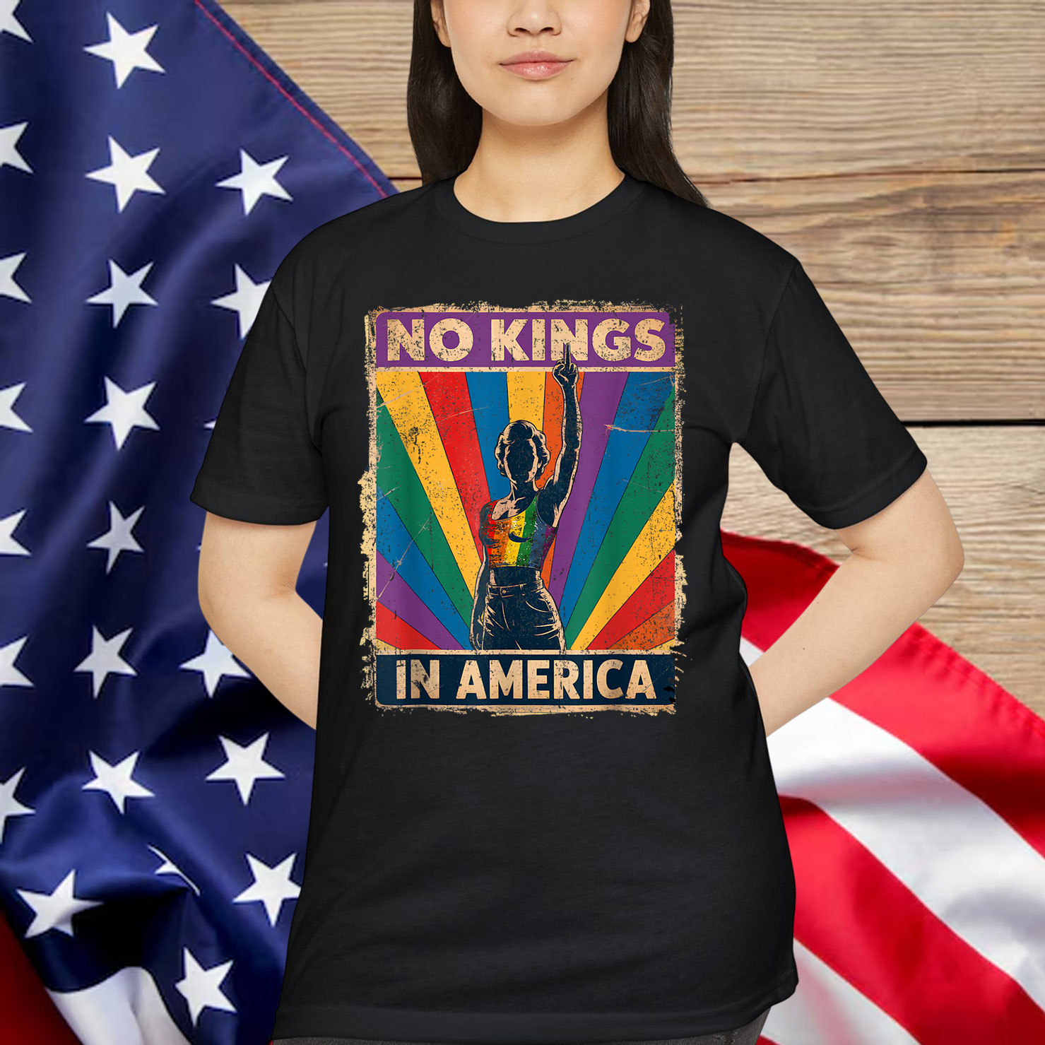 Retro June 14th No Kings In America 1776 USA T-Shirt