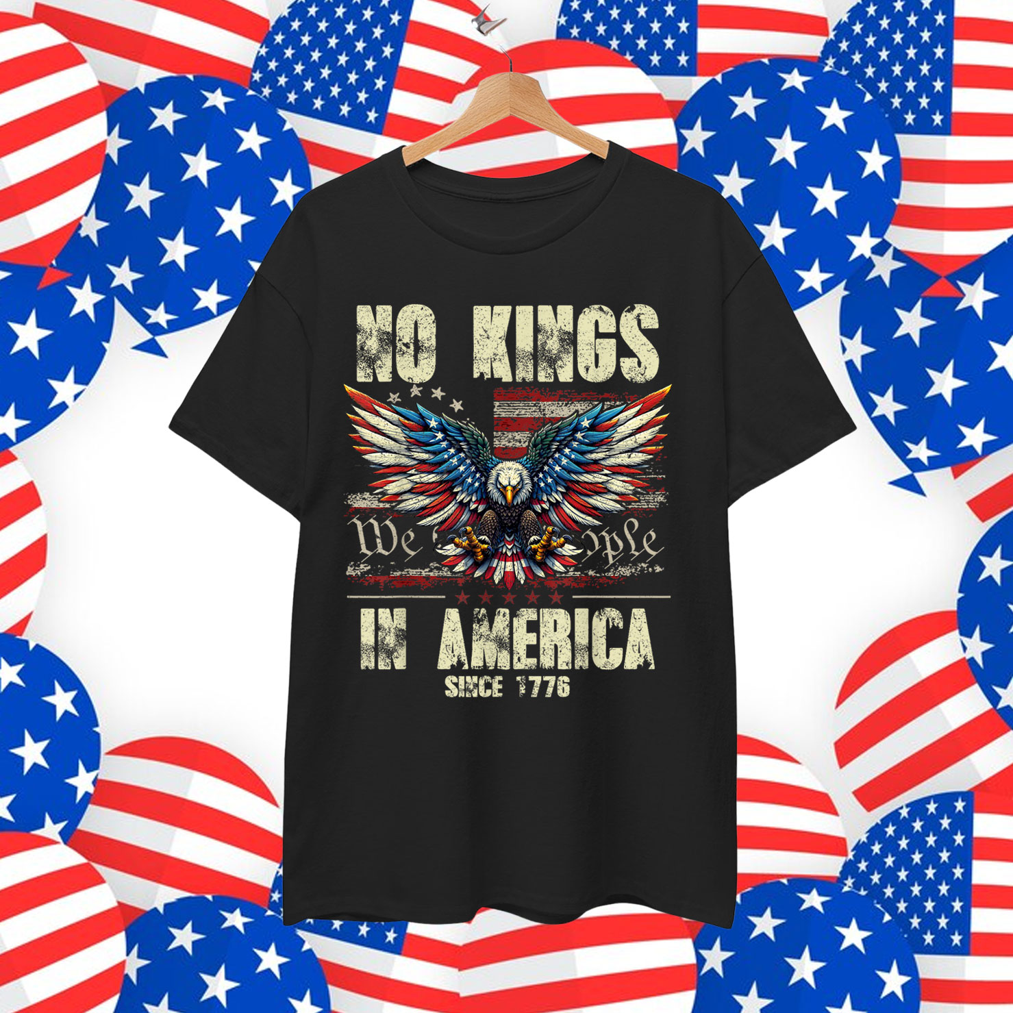 Retro June 14th No Kings In America 1776 USA T-Shirt