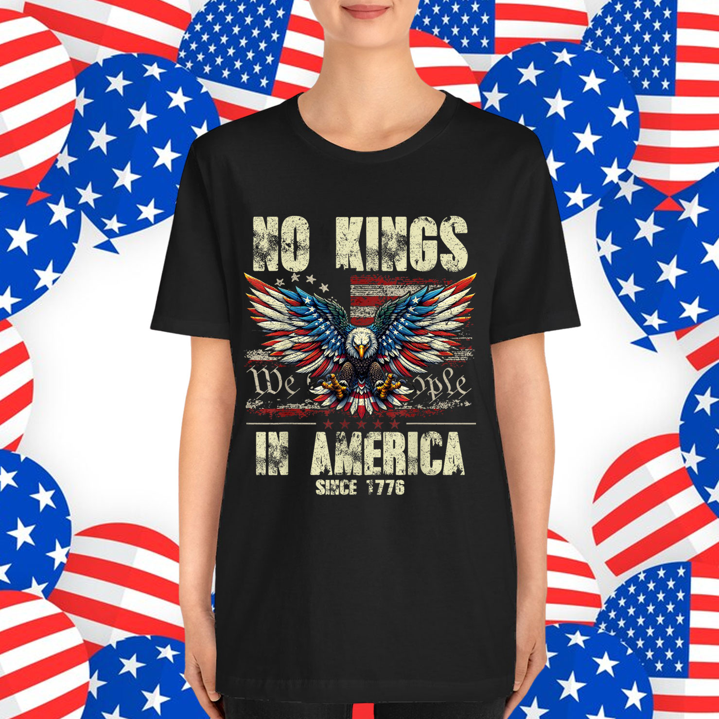 Retro June 14th No Kings In America 1776 USA T-Shirt