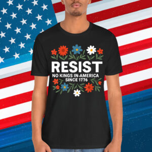 Retro No Kings In America Resist Floral Patriotic T-Shirt
