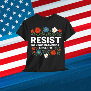 Retro No Kings In America Resist Floral Patriotic T-Shirt