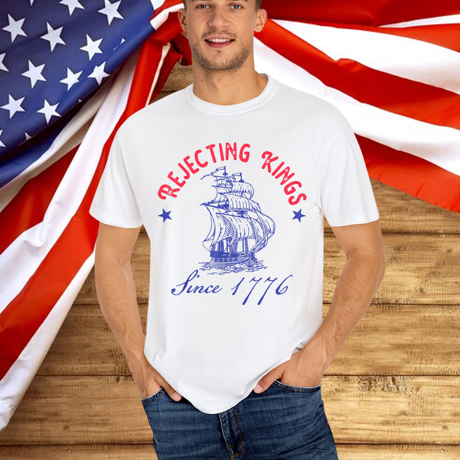 Retro Rejecting Kings Since 1776 Mens T-Shirt