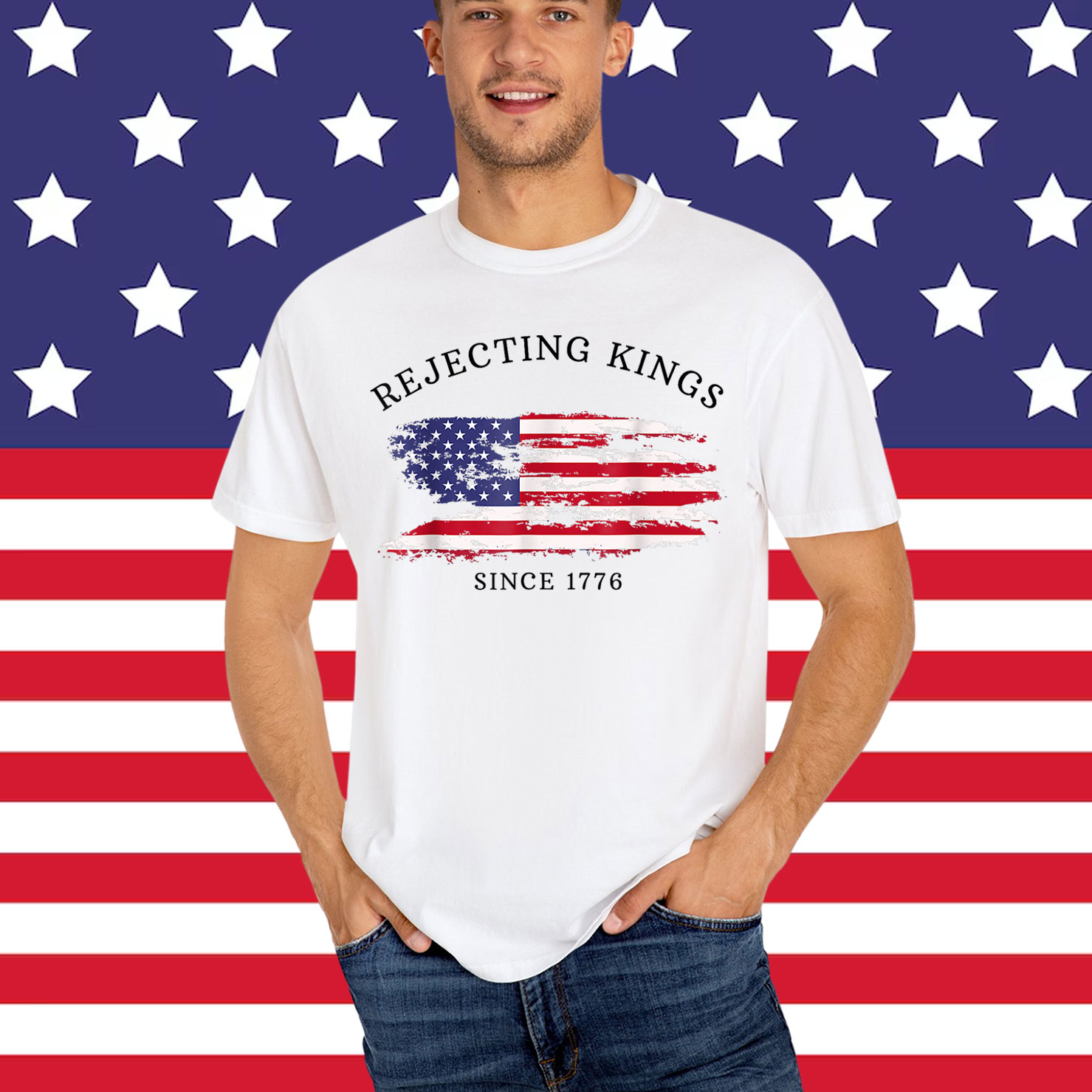 Retro Rejecting Kings Since 1776 Protest Pro Democracy T-Shirt