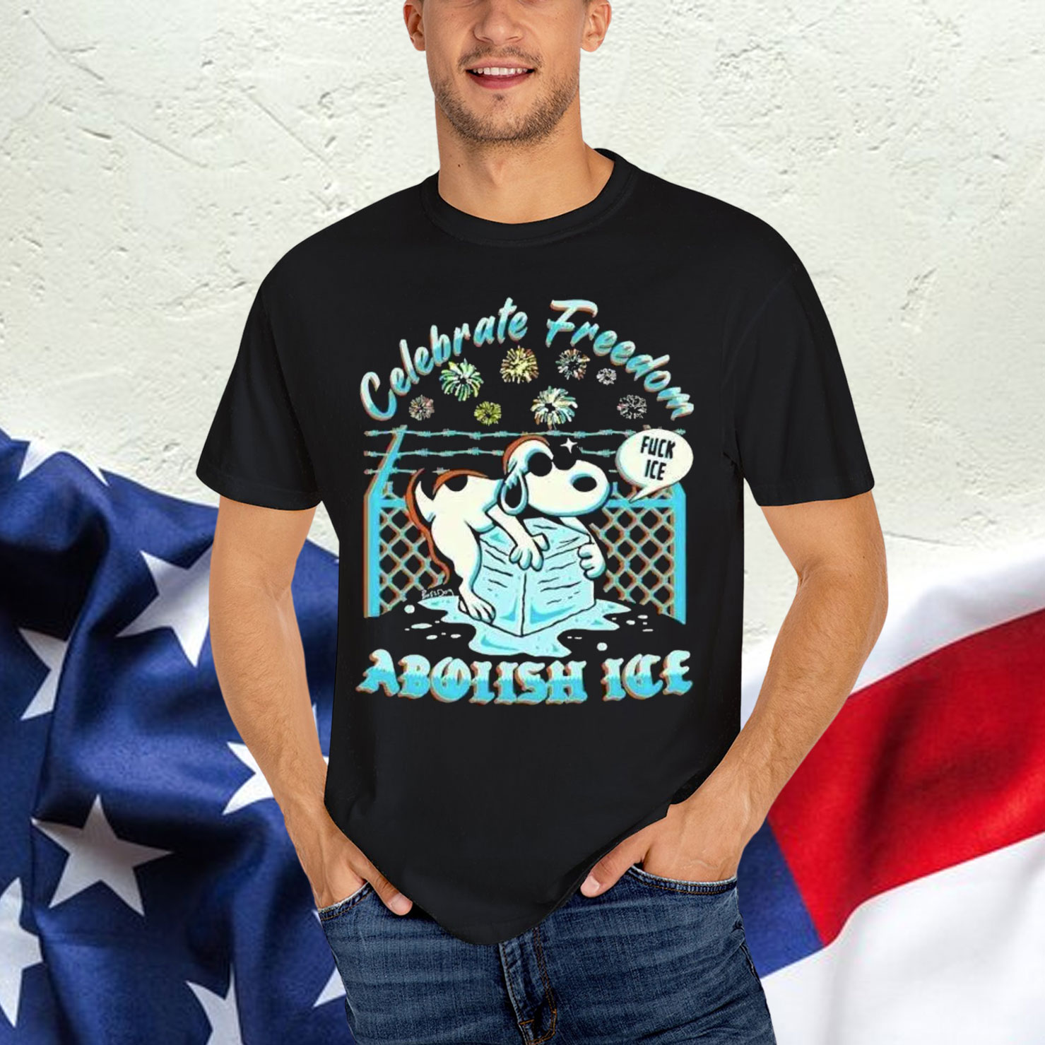 Snoopy The Peanuts Celebrate Freedom Abolish Ice Fuck Shirt