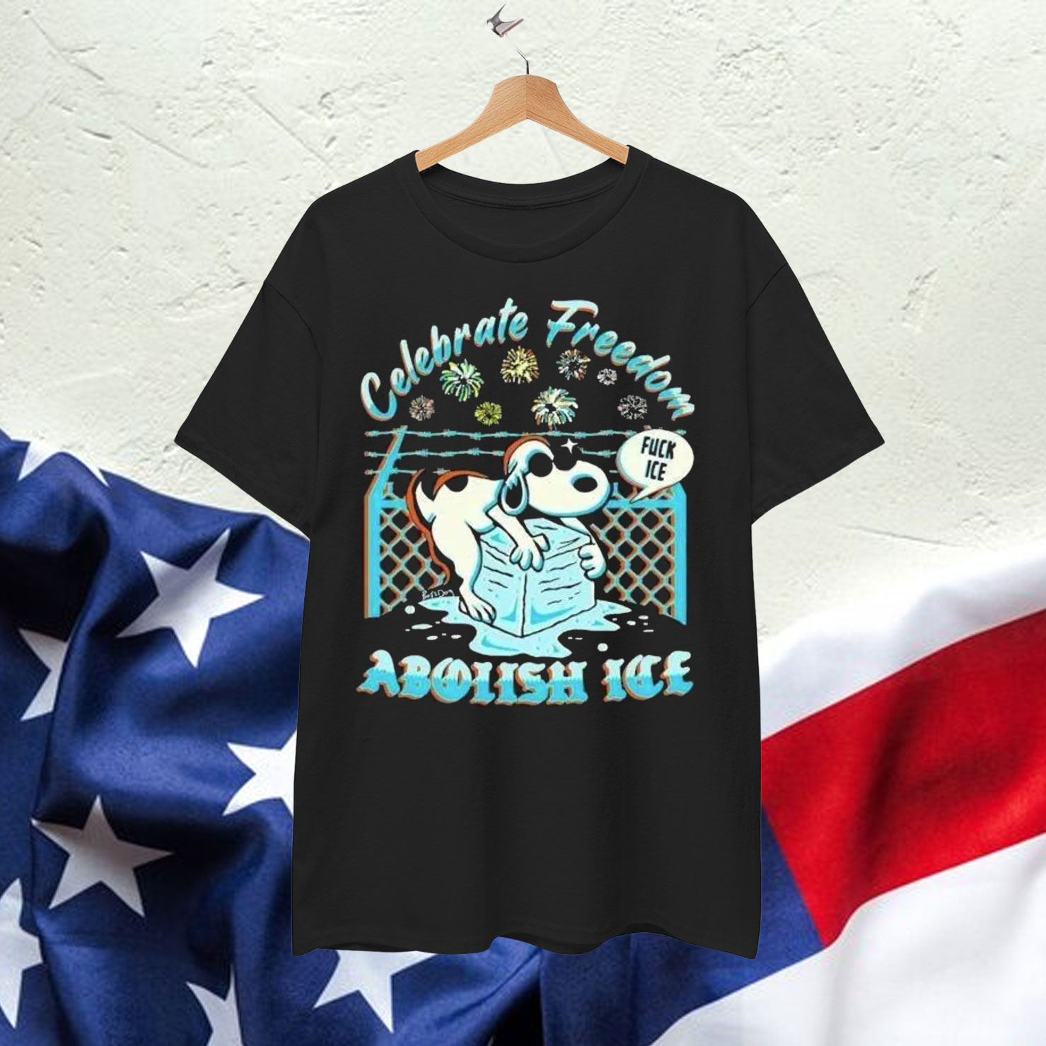Snoopy The Peanuts Celebrate Freedom Abolish Ice Fuck Shirt
