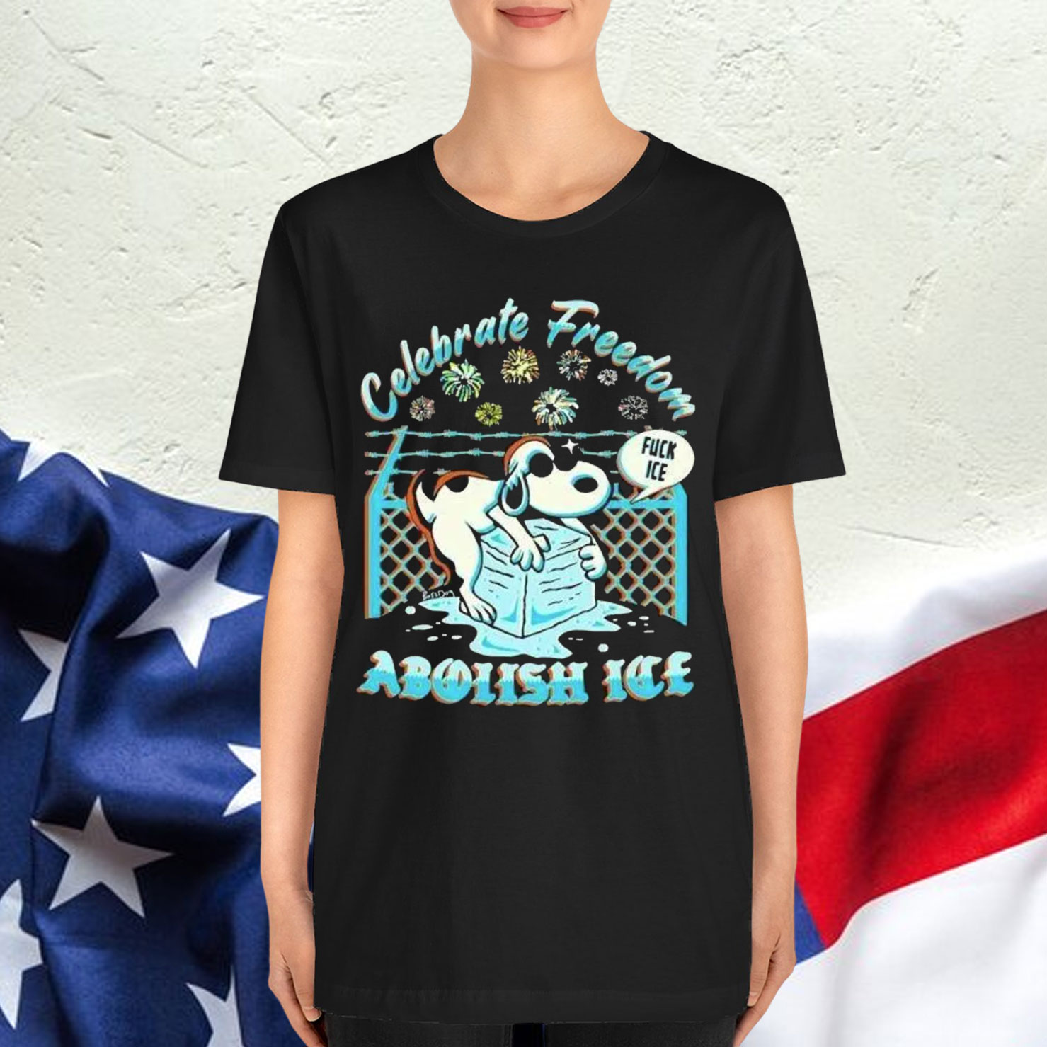 Snoopy The Peanuts Celebrate Freedom Abolish Ice Fuck Shirt