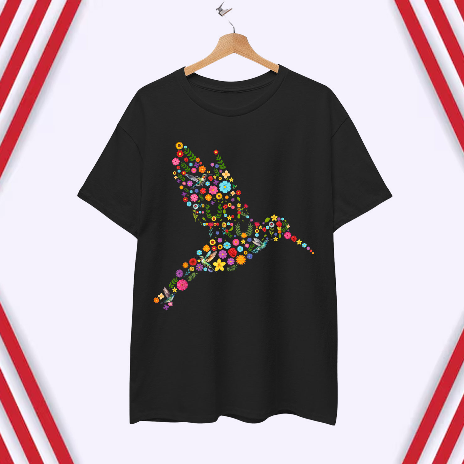 Subtle Anti Trump Floral Hummingbird Hidden Message T-Shirt