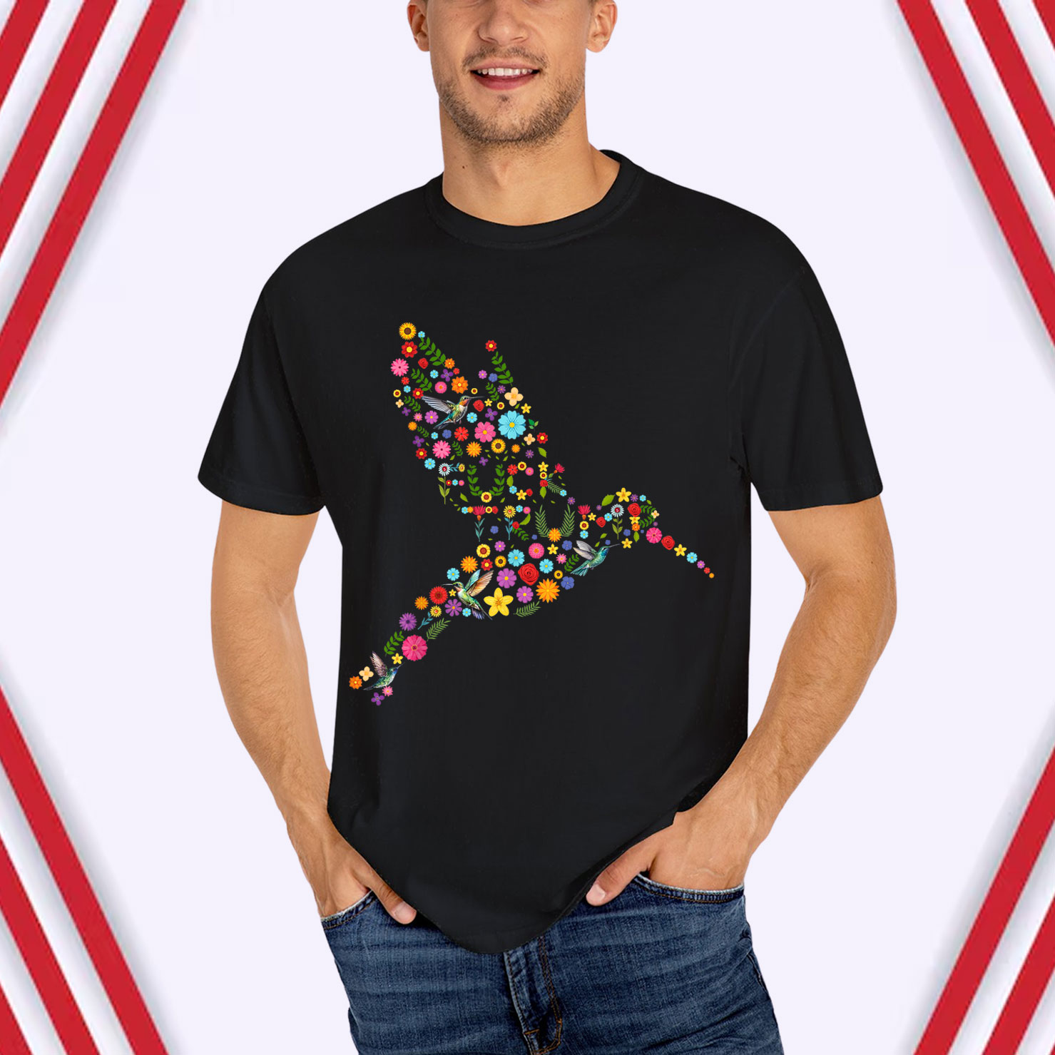 Subtle Anti Trump Floral Hummingbird Hidden Message T-Shirt