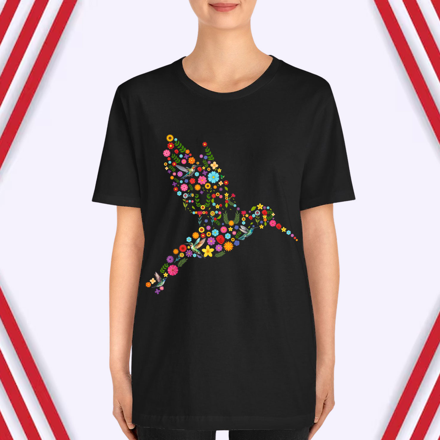 Subtle Anti Trump Floral Hummingbird Hidden Message T-Shirt