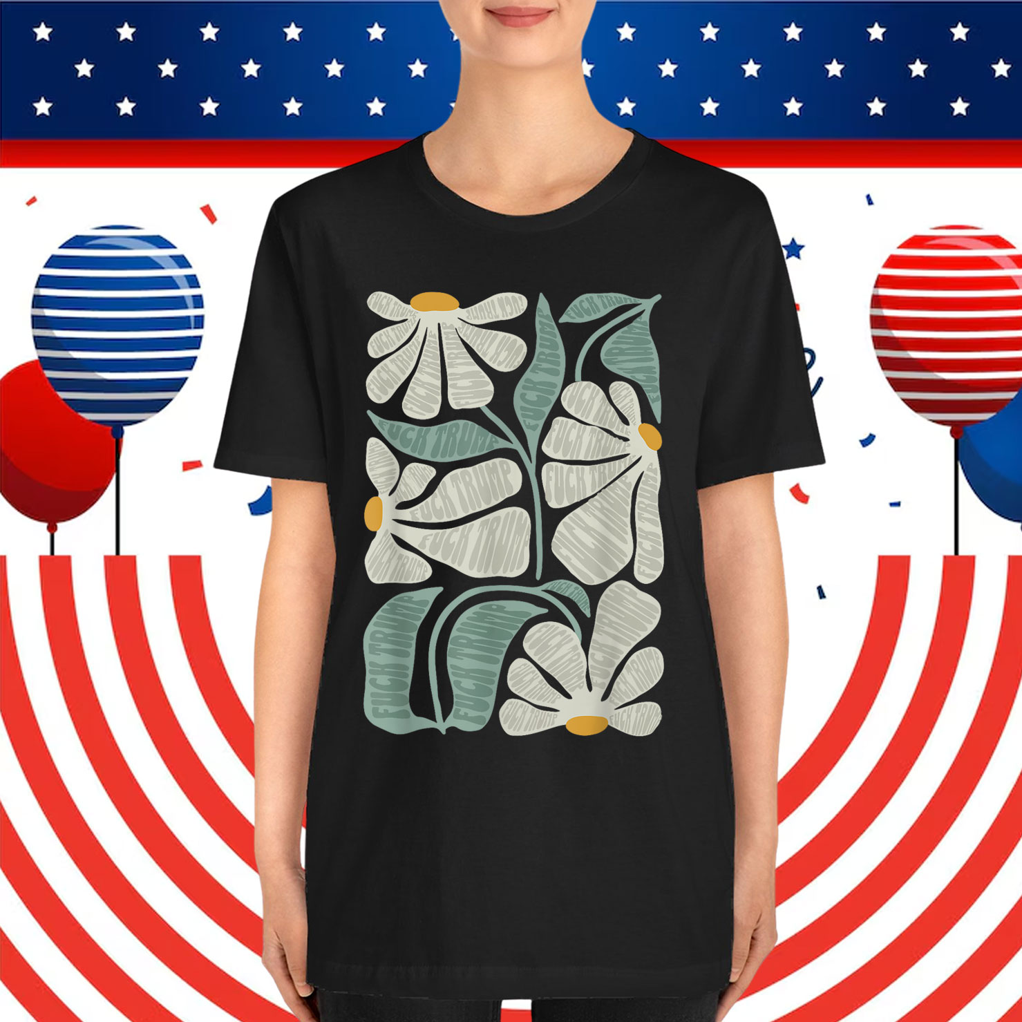 Subtle Boho Flowers Anti Trump Kamala Harris Voter T-Shirt