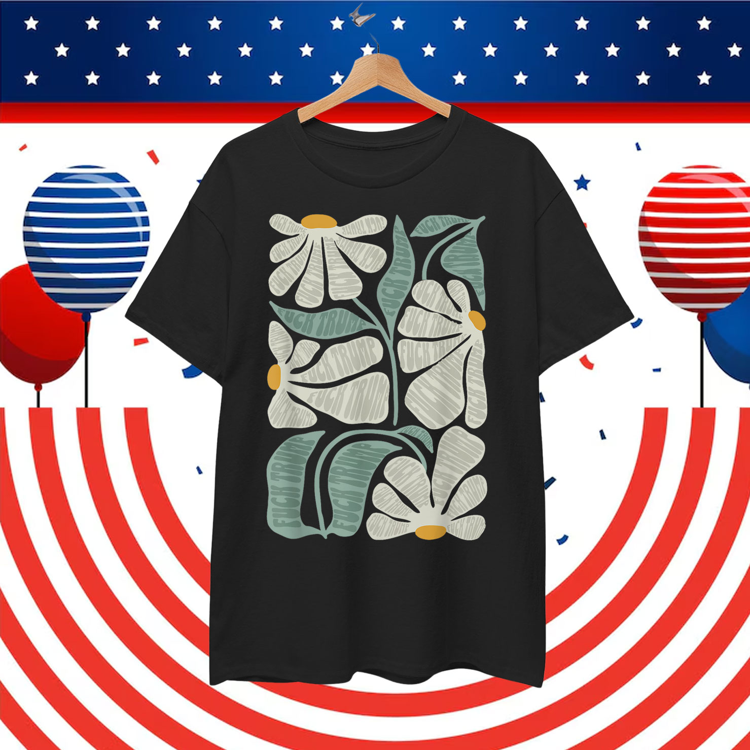 Subtle Boho Flowers Anti Trump Kamala Harris Voter T-Shirt
