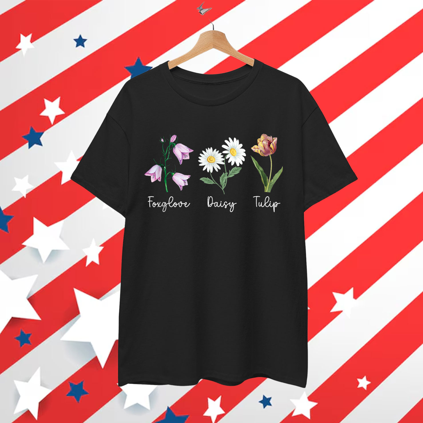 Subtle Floral Anti Trump Foxglove Daisy Tulip Flowers T-Shirt