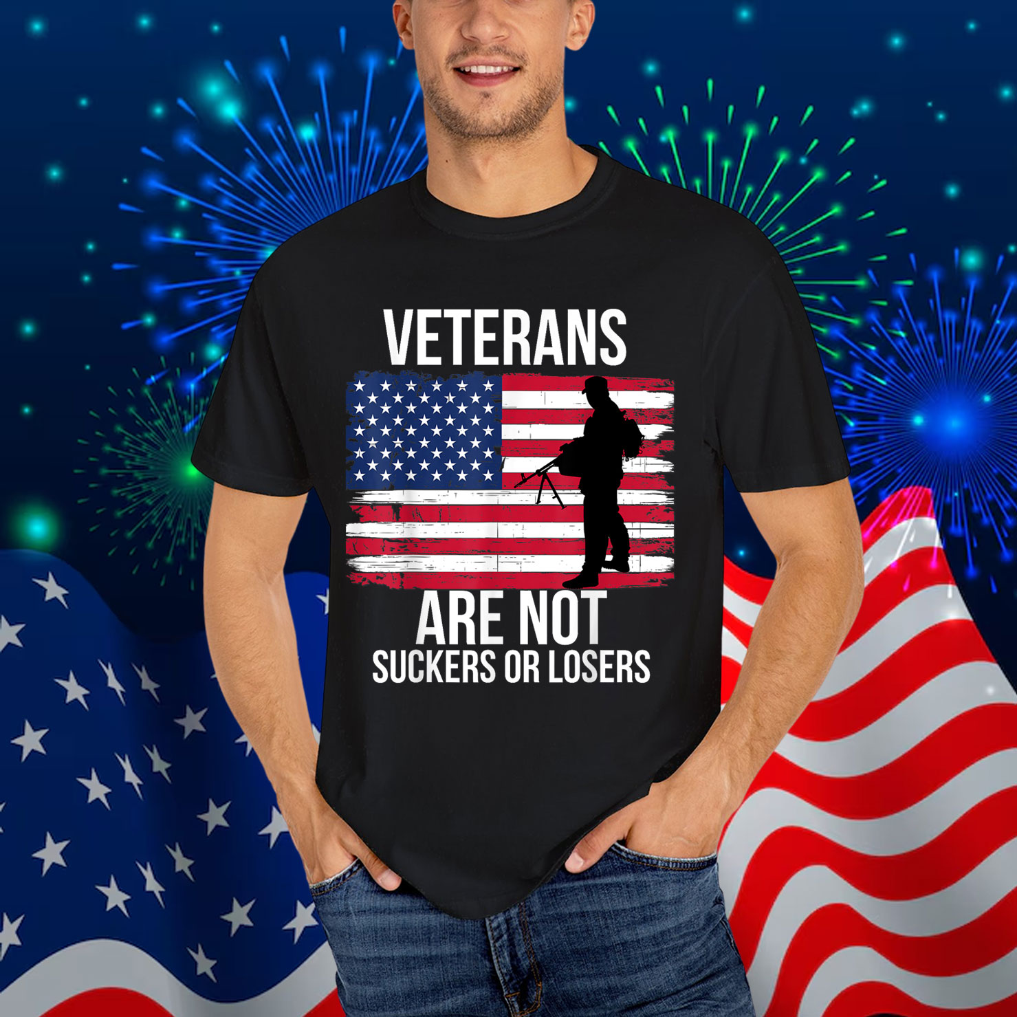 Veterans Are Not Suckers Or Losers Biden 2020 ANTI TRUMP T-Shirt