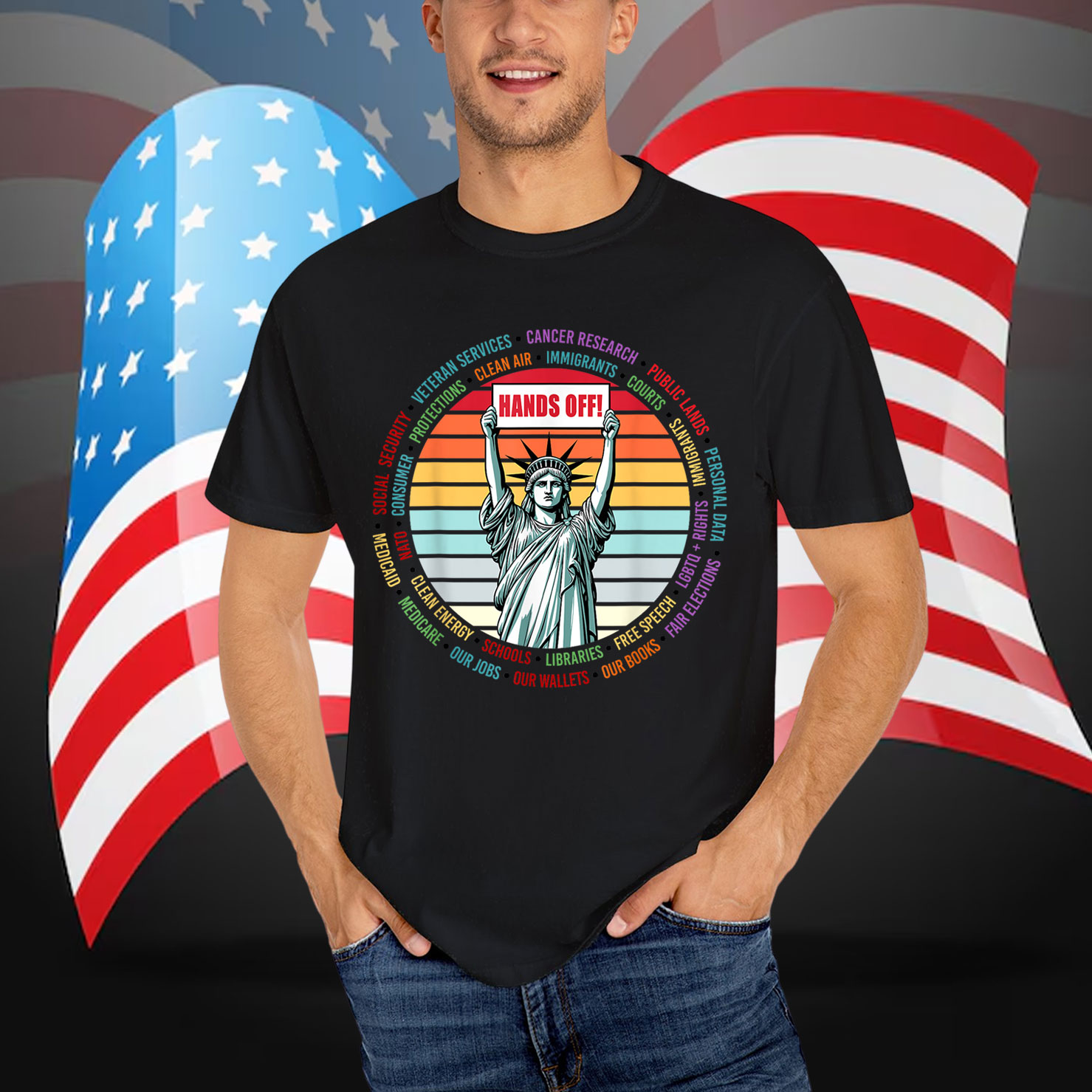 Vintage Hands Off Protest Anti Trump T-Shirt