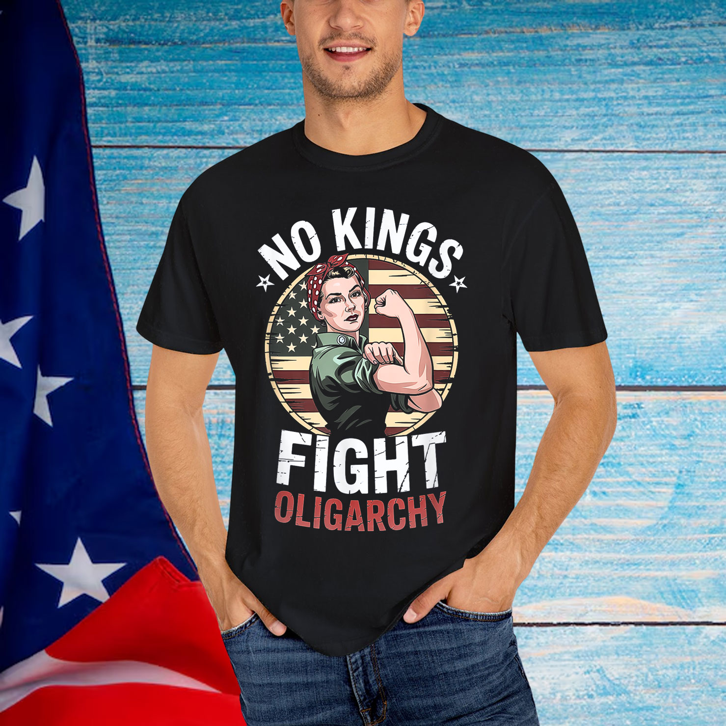 Vintage No Kings Fight Oligarchy America T-Shirt