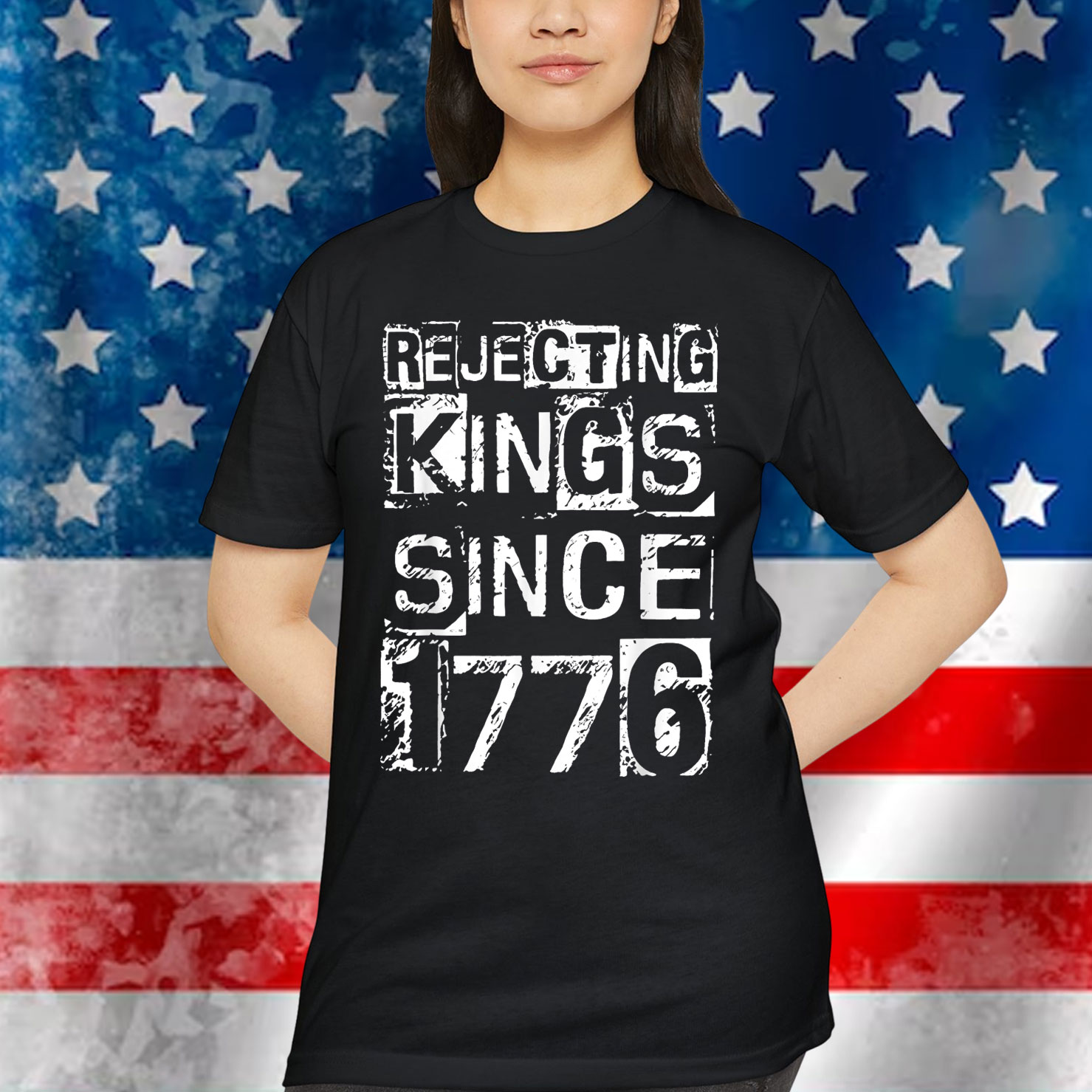 Vintage Rejecting Kings Since 1776 No Kings In America T-Shirt