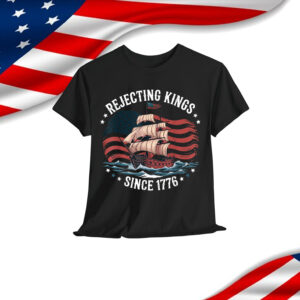 Vintage Rejecting Kings 1776 Patriotic USA Sailboat T-Shirt