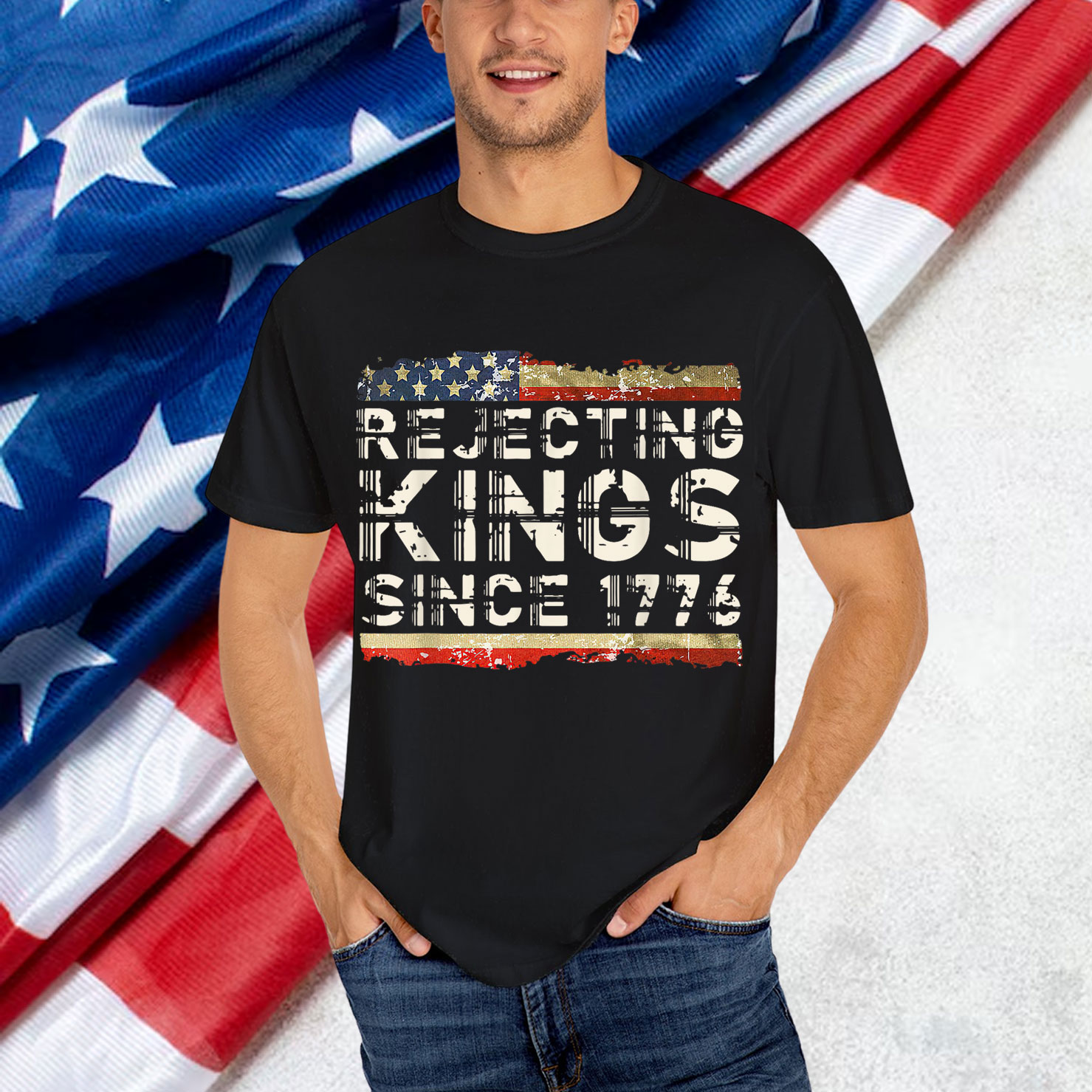 Vintage Rejecting Kings Since 1776 Patriotic T-Shirt
