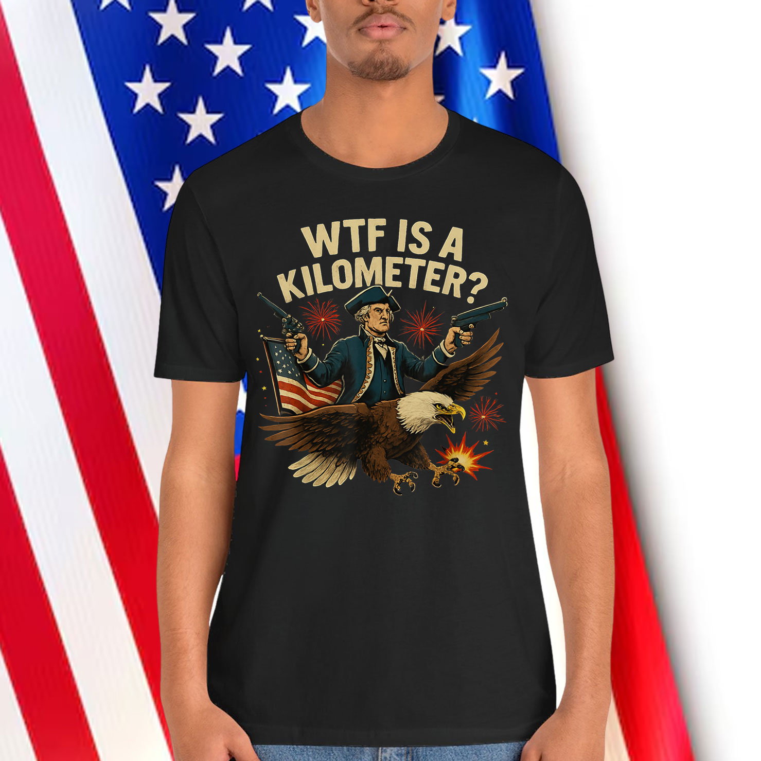 WTF Is A Kilometer Funny George Washington Riding T-Shirt