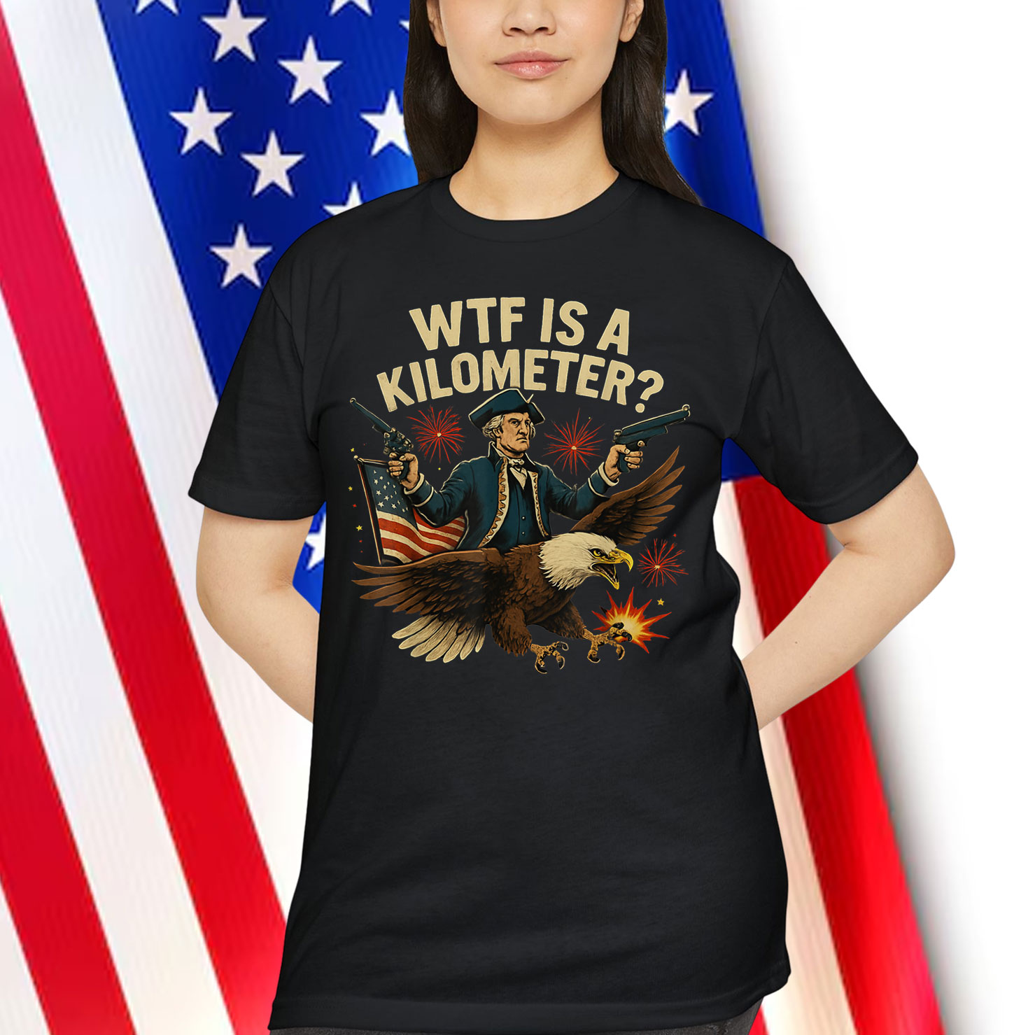 WTF Is A Kilometer Funny George Washington Riding T-Shirt