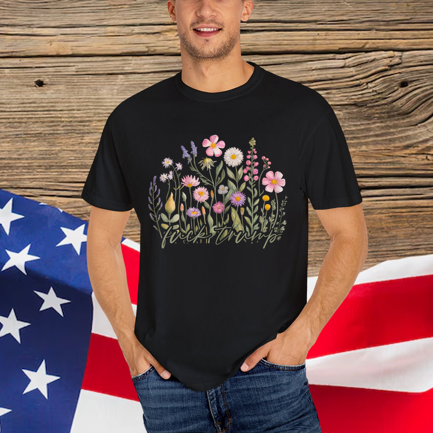 Watercolor Anti Trump Floral Democrat President Liberal T-Shirt