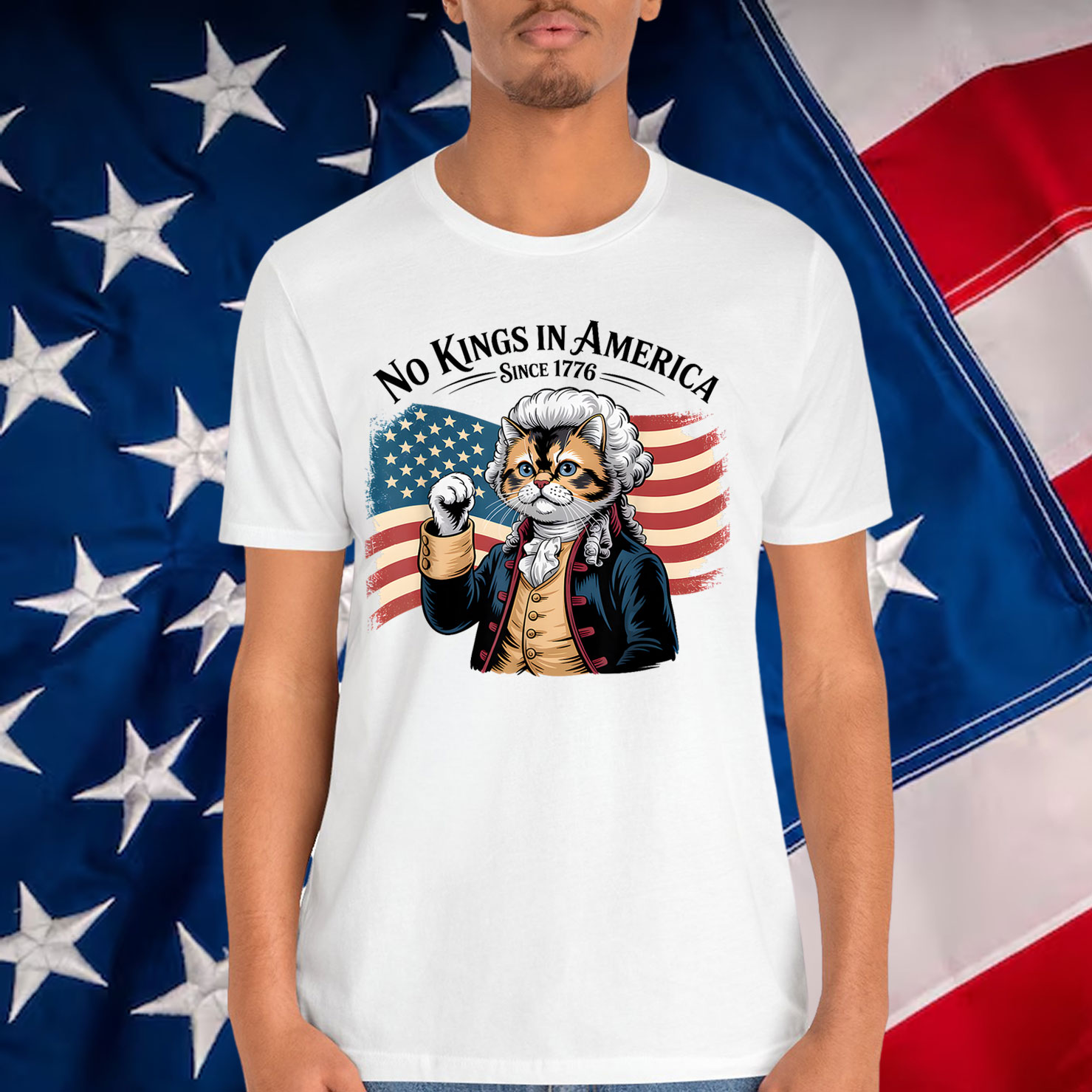 Funny Cat No Kings in America Since 1776 T-Shirt