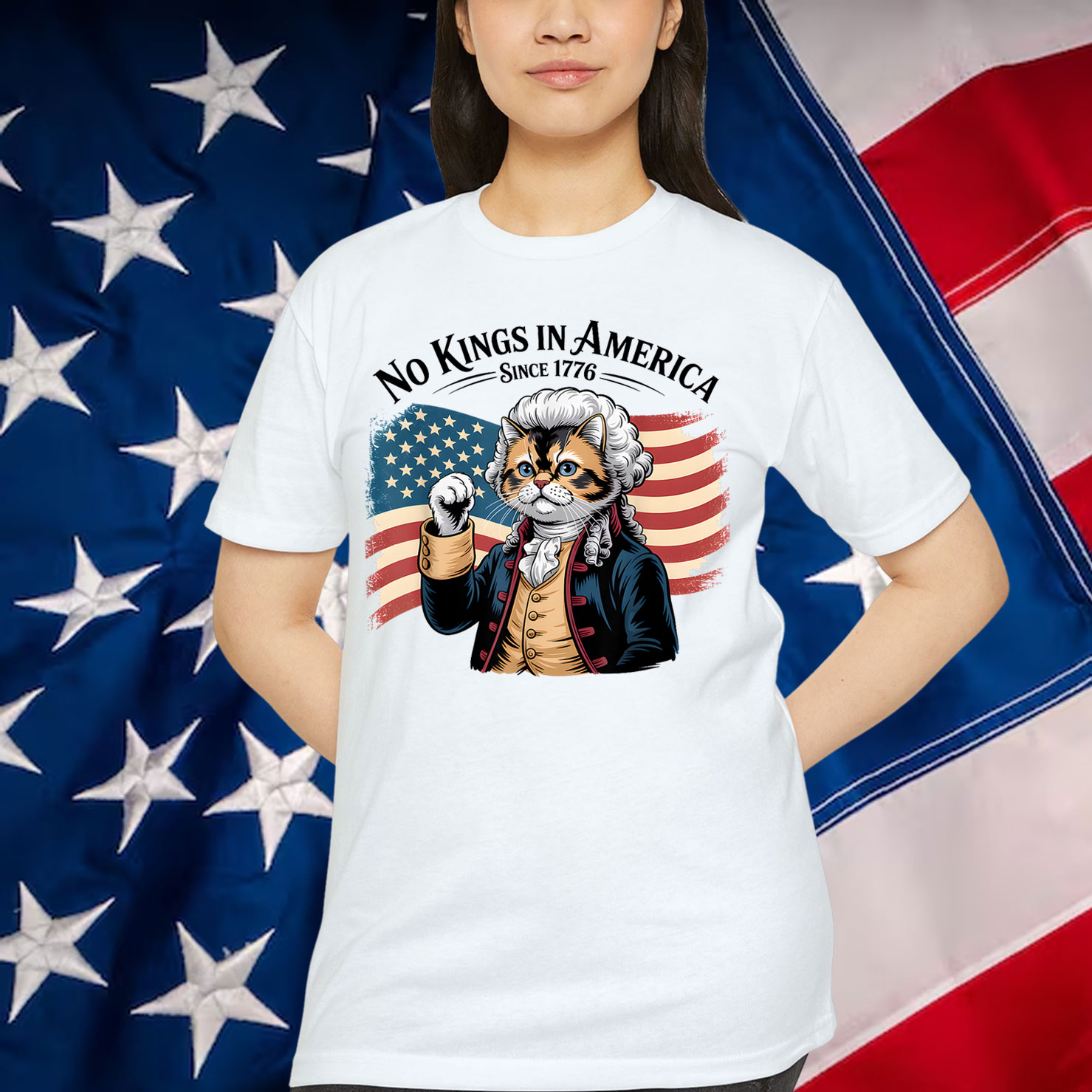 Funny Cat No Kings in America Since 1776 T-Shirt